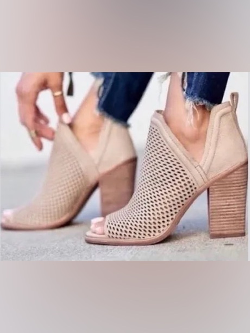 Vince Camuto Suede Peep-Toe Bootie